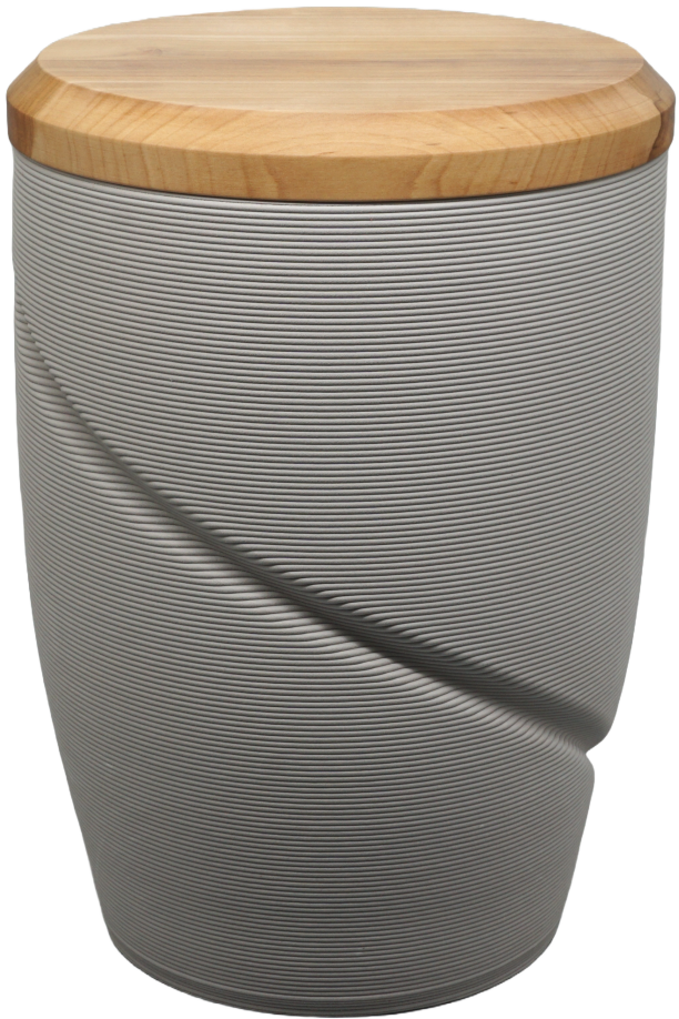 Keramikurne grau, magisches Band, Holzdeckel