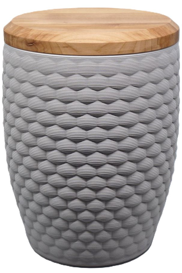 Keramikurne grau mit Echtholz-Deckel