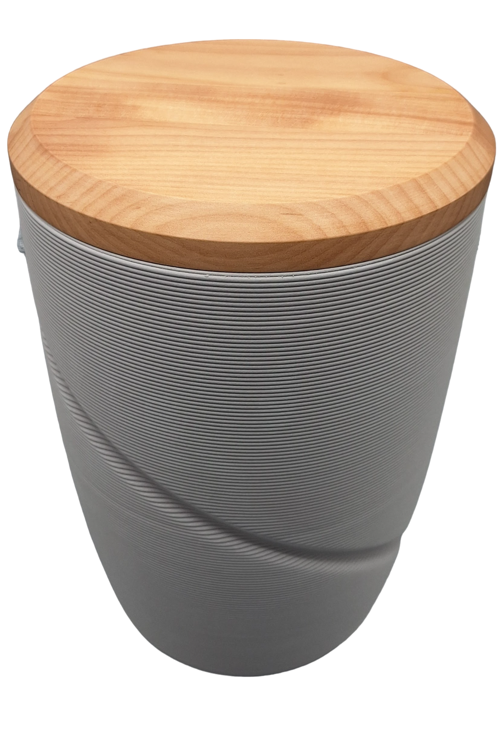 Keramikurne grau, magisches Band, Holzdeckel