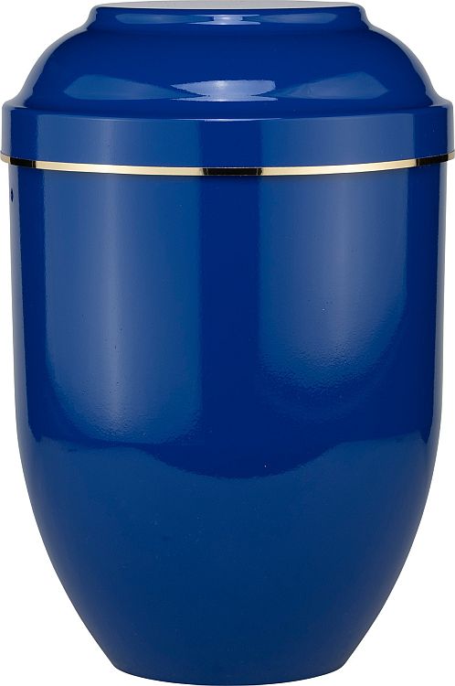 Bio-Urne in blau mit Goldband