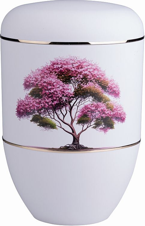 Bio-Urne weiss, Fantasie-Motiv, Baum
