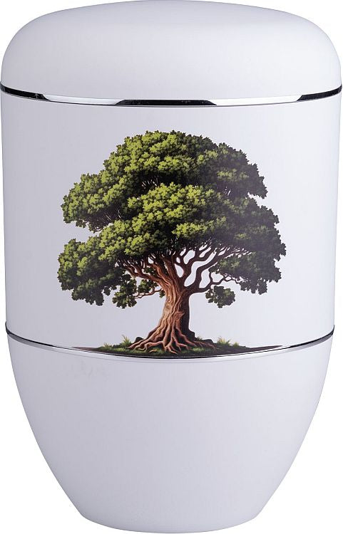 Bio-Urne weiss, Motiv Baum