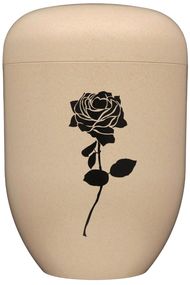 Bio-Urne sandfarben, Rose