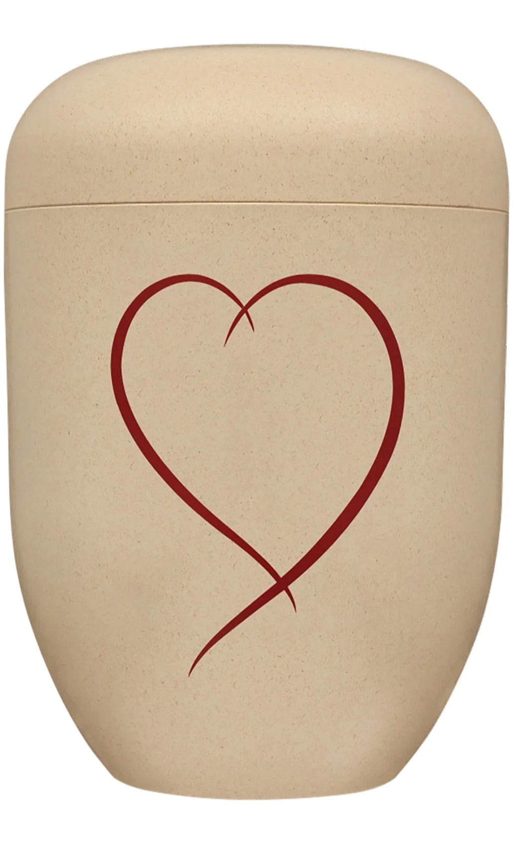 Bio-Urne sandfarben, rotes Herz