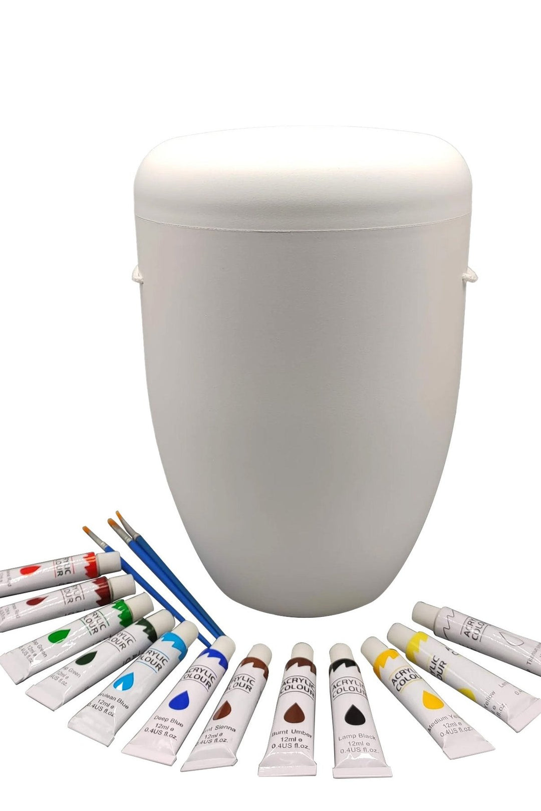 Bio-Urne weiss mit Acryl-Malset