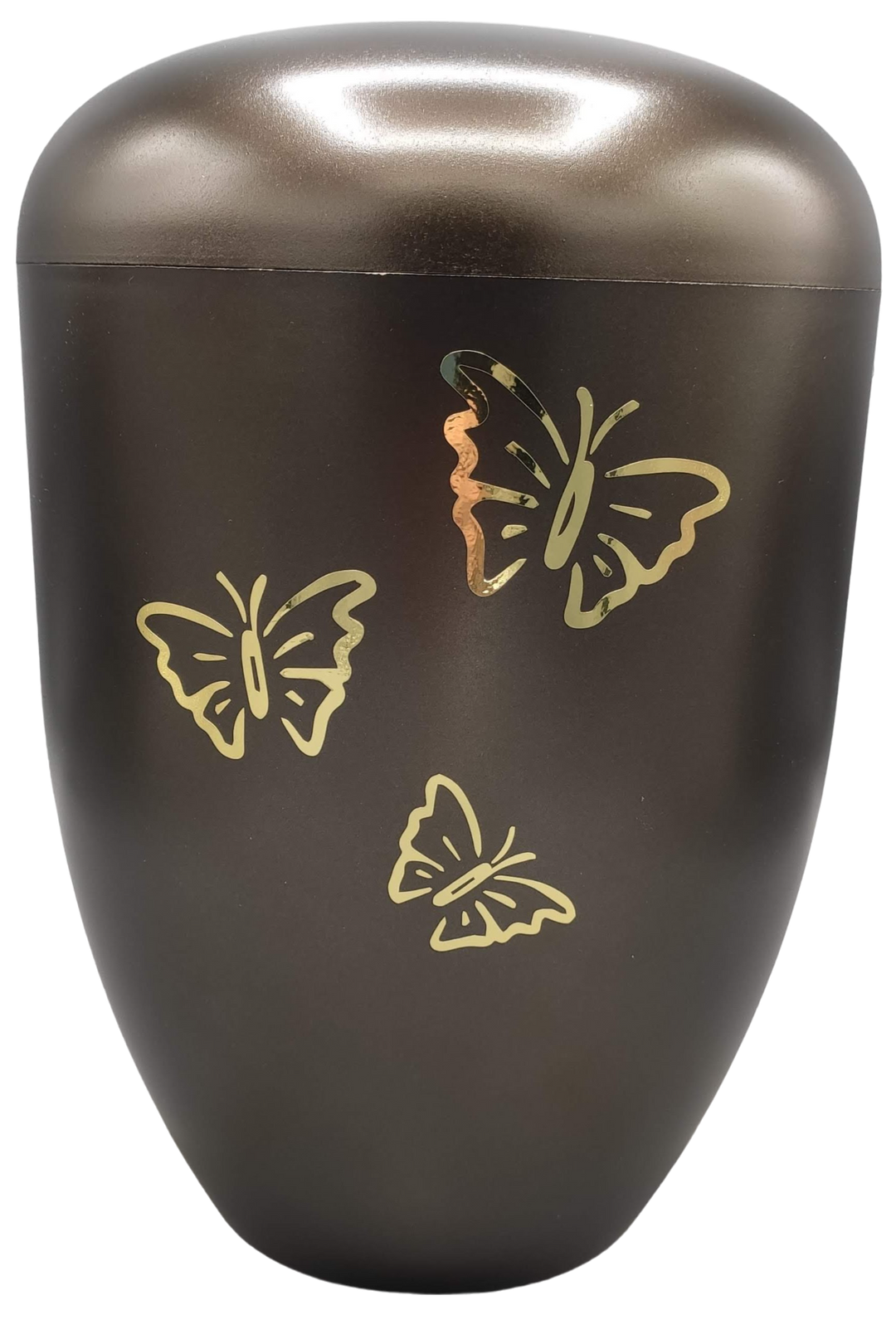Bio-Urne braun, goldenes Motiv, Schmetterlinge
