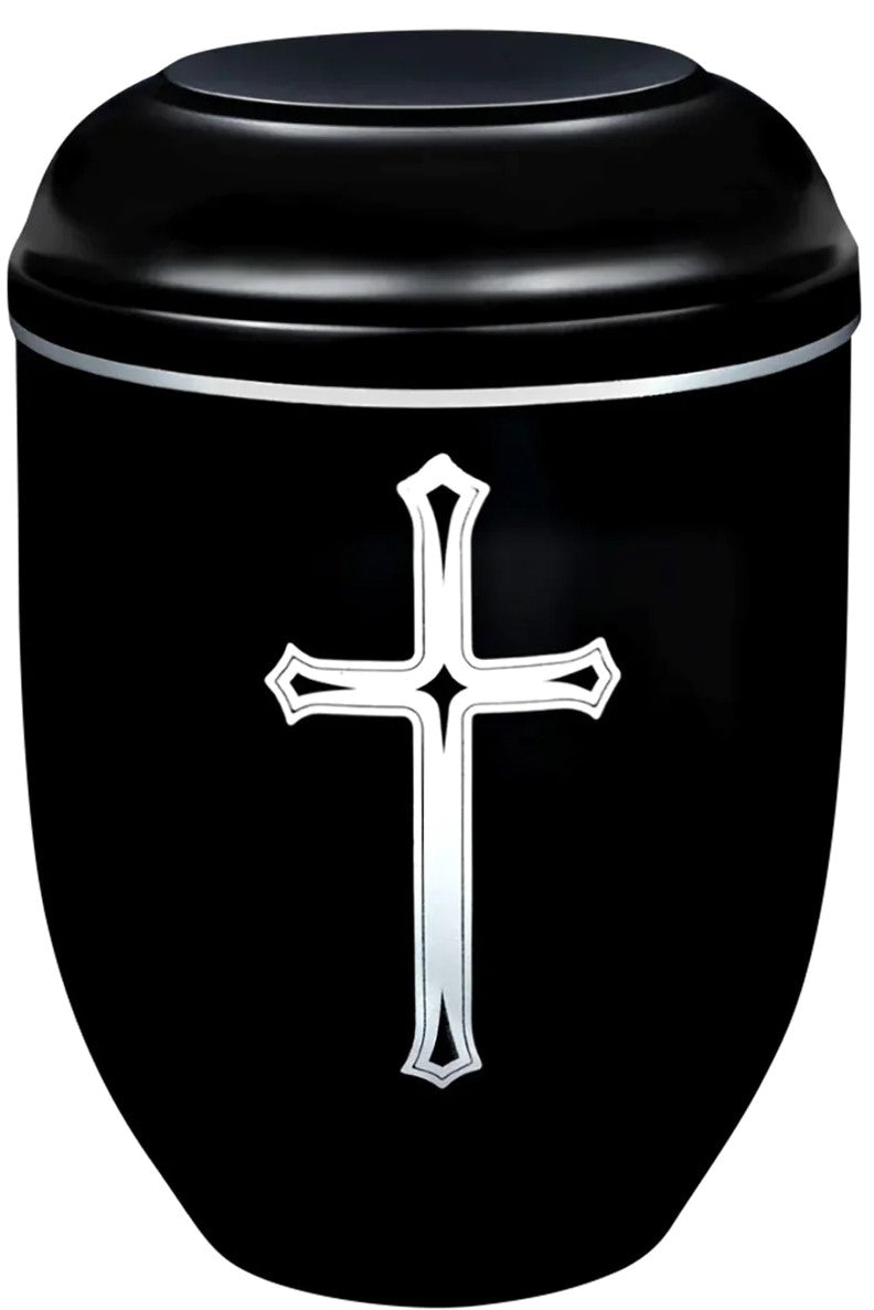 Metallurne in Schwarz mit Kreuz Motiv