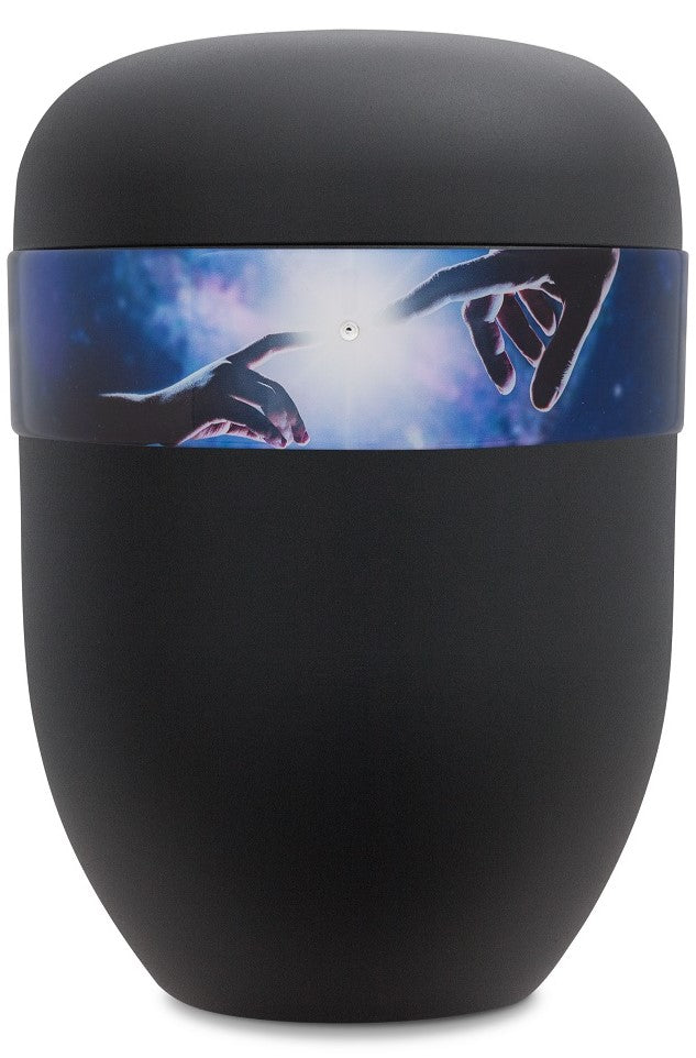 Bio-Urne schwarz, Motivband, Finger Gottes