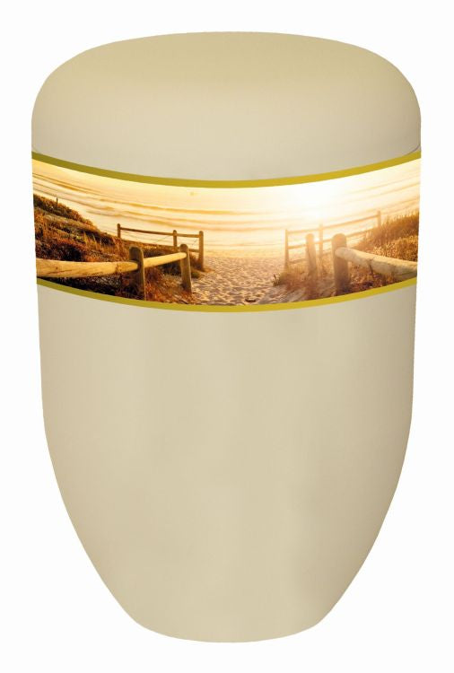 Biourne sandfarben mit Motiv Strand
