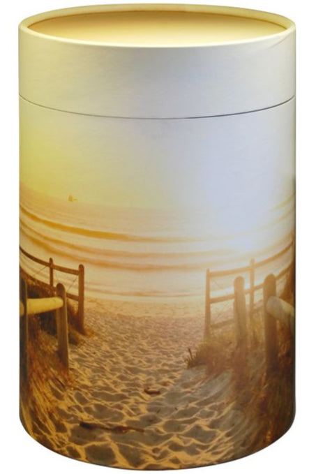 Seeurne mit Motiv Sandstrand