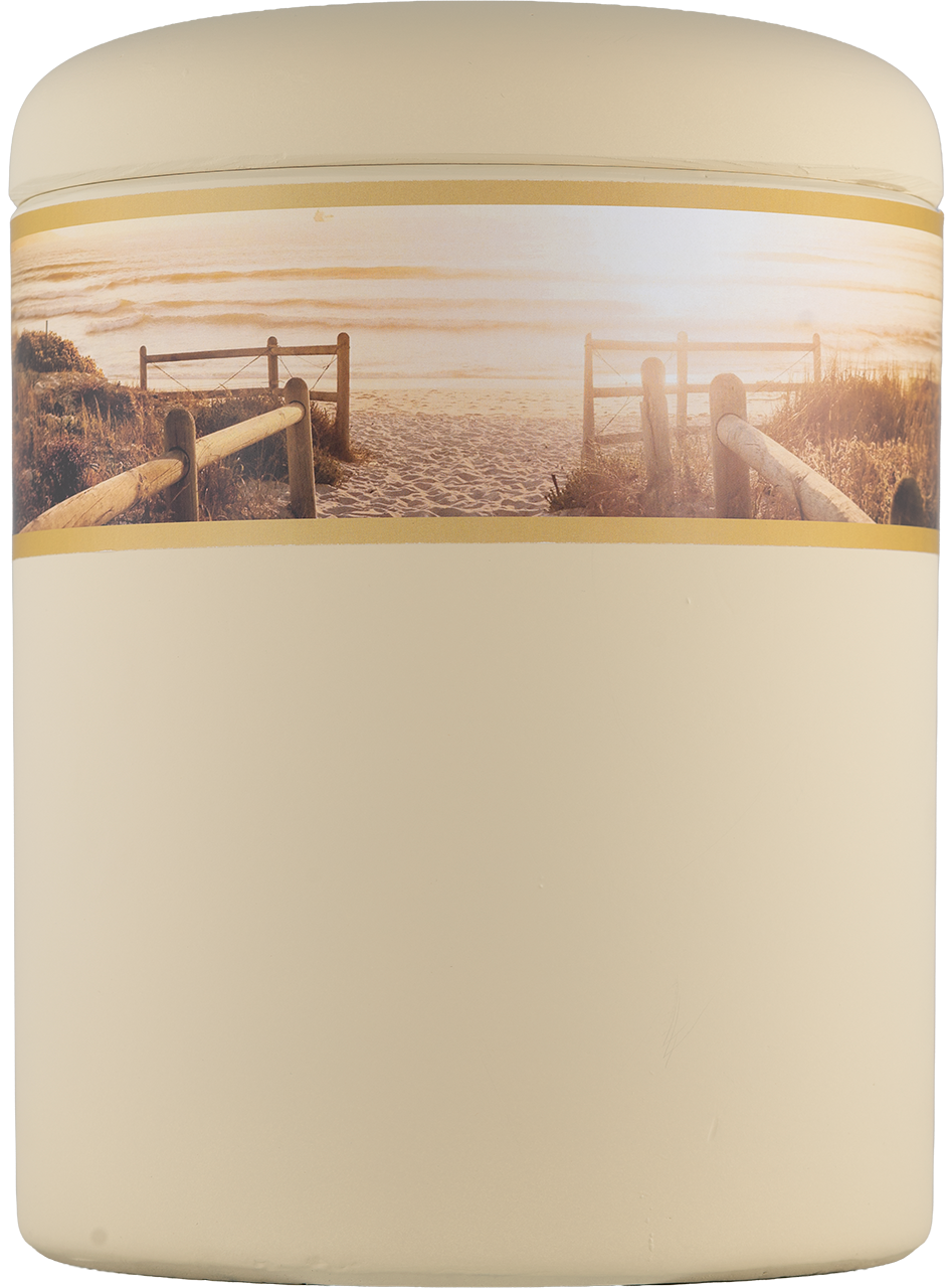 Seeurne sandbeige mit Dekor "Strand"
