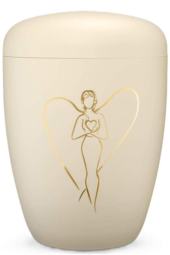 Bio-Urne creme mit Engel in gold