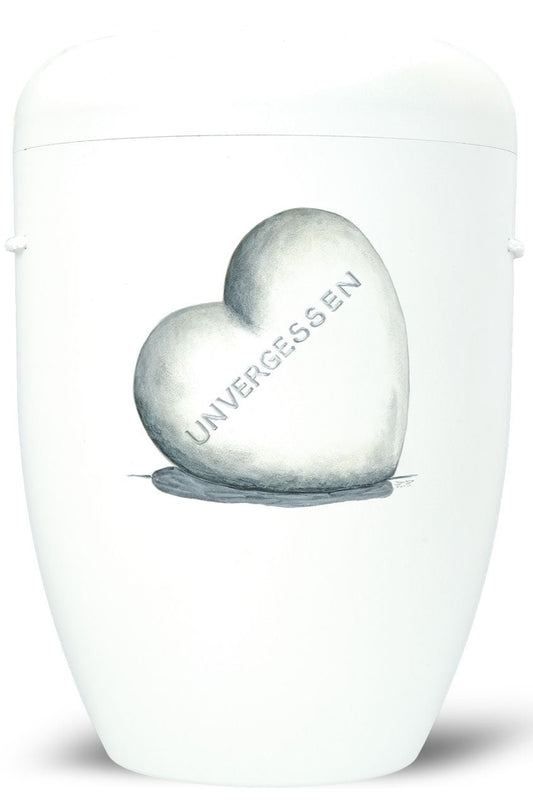 Biourne weiss mit Motiv Herz Unvergessen handbemalt