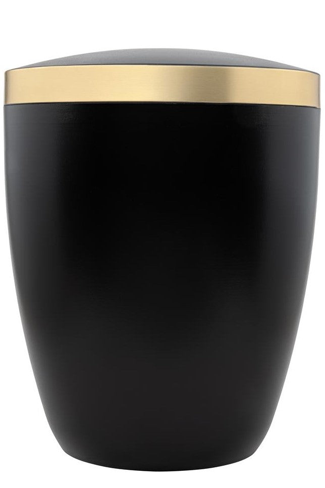 Bio-Urne schwarz mit breitem Goldrand