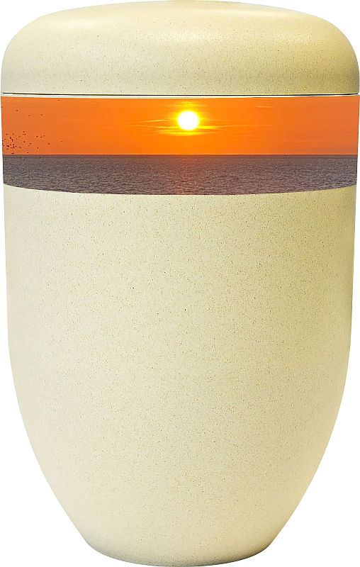 Biourne sandfarben Motiv Sonnenuntergang Meer