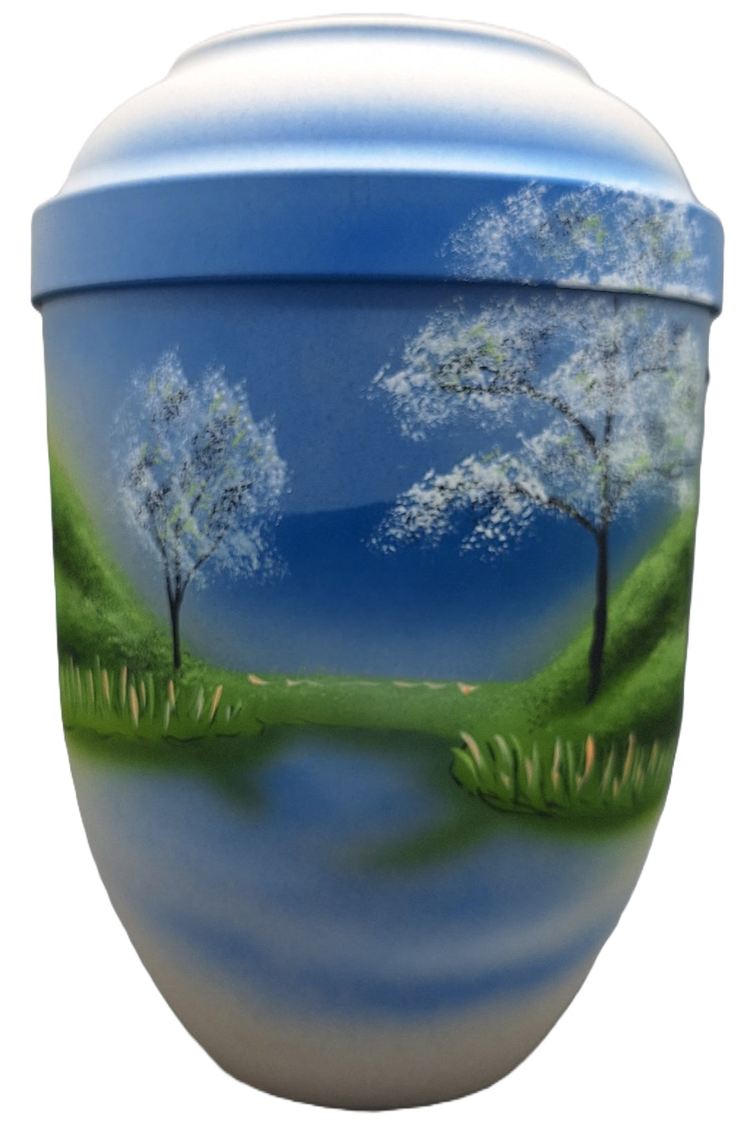 Bio-Urne handbemalt, Flusslandschaft