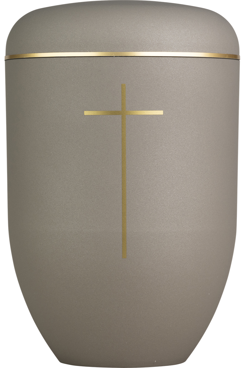 Bio-Urne teak mit schmalem Kreuz
