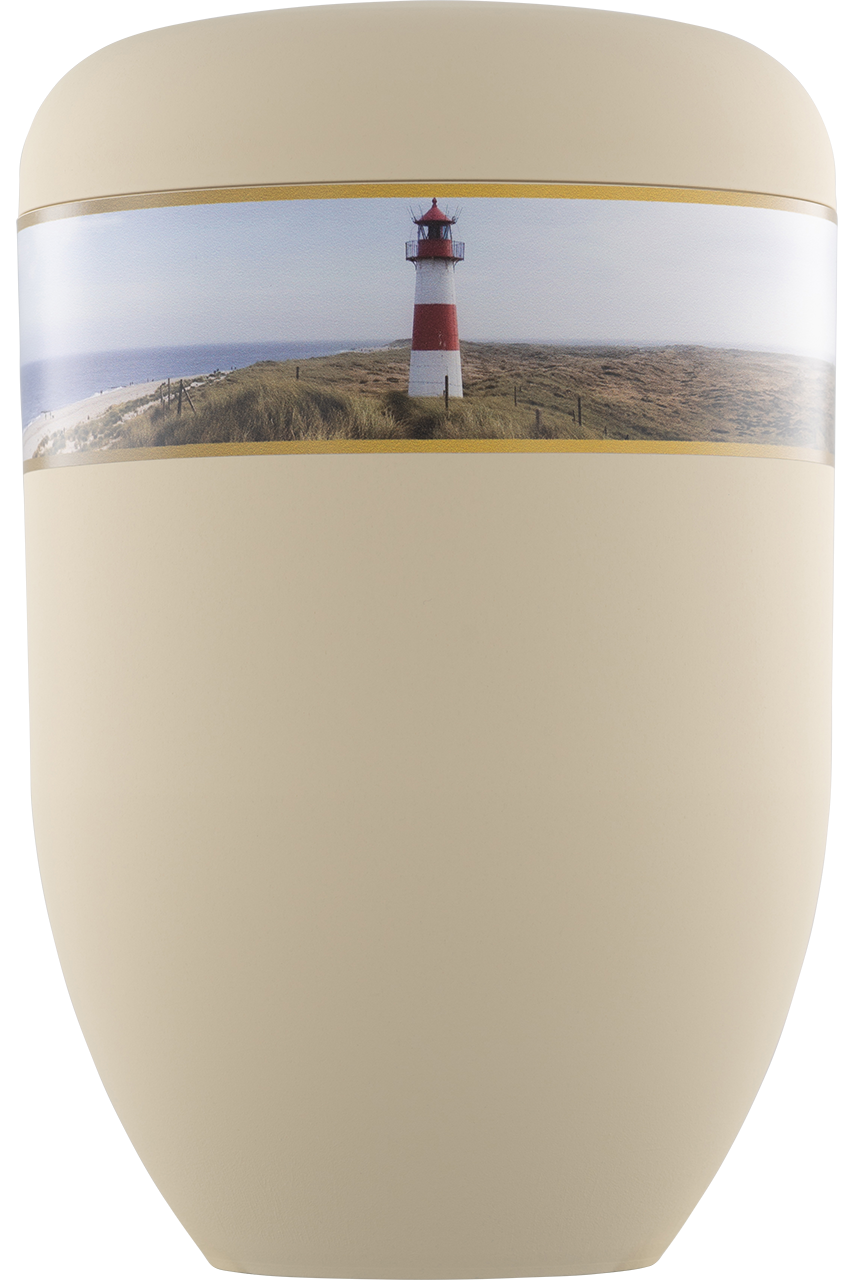 Bio-Urne in sandbeige "Leuchtturm"