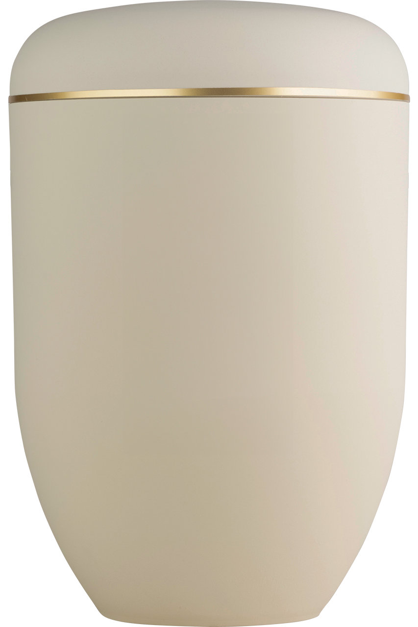 Bio-Urne sandbeige mit Goldband