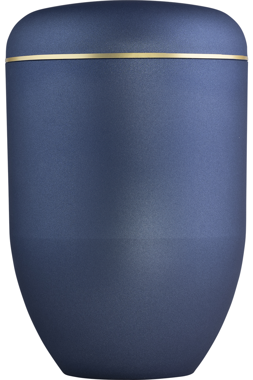 Bio-Urne in saphirblau mit Goldband