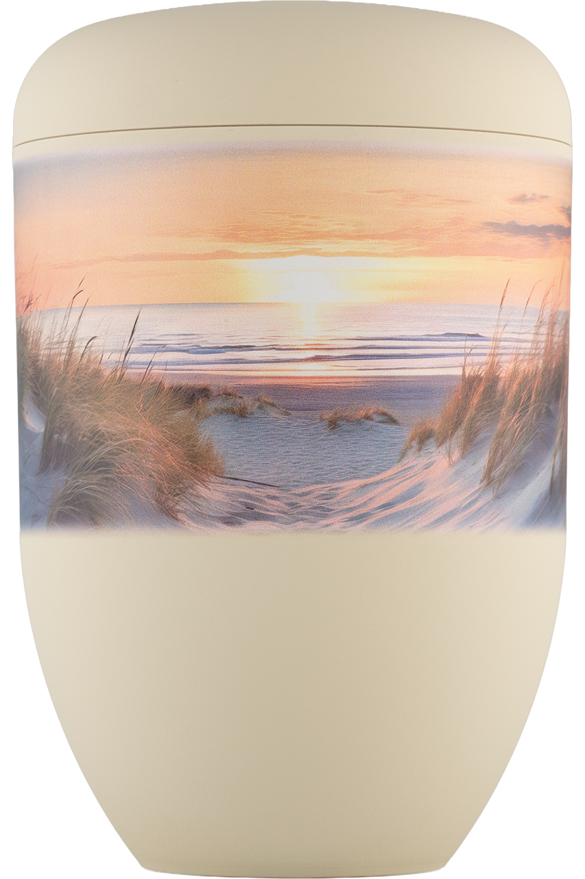 Bio-Urne sandbeige, Premium-Print, Dünenweg