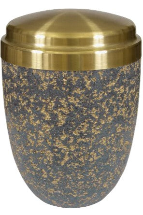 Metall-Urne mit Steinoberfläche basalt, gold