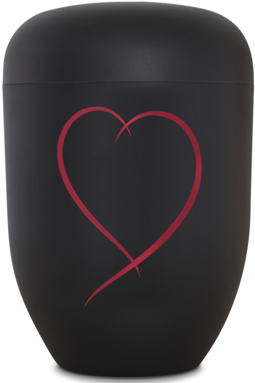 Biourne schwarz mit Herz rot
