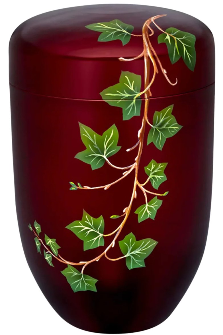 Metallurne rot, handbemalt, Efeuranke