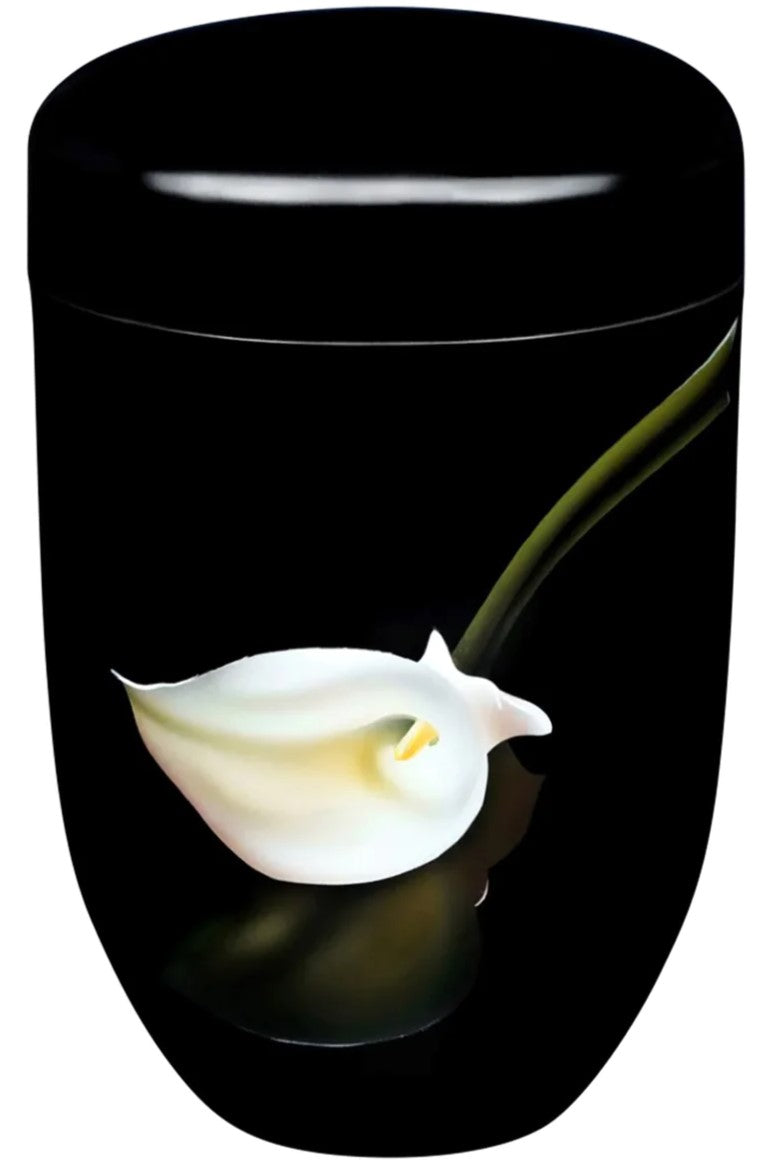 Metallurne in Schwarz mit handbemalte Calla Blume