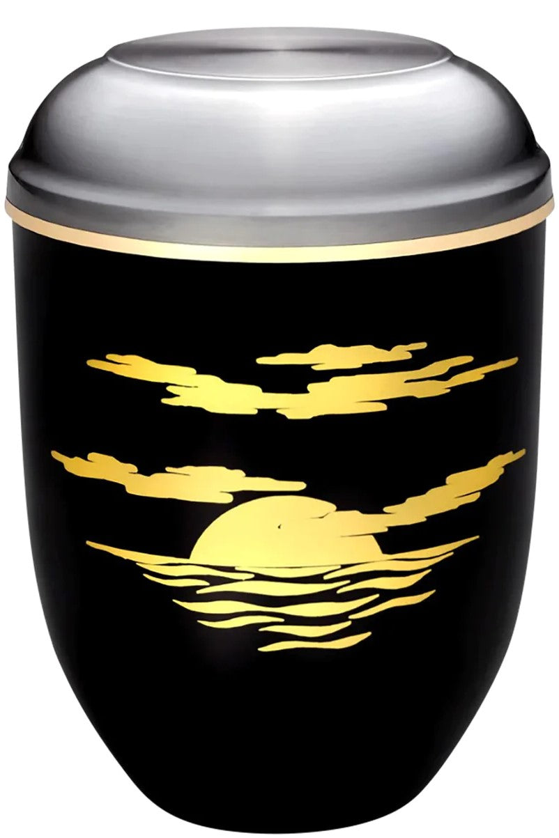 Metallurne schwarz, silberner Deckel, Sonnenuntergang