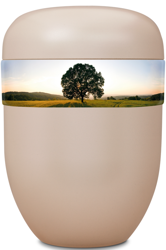 Biourne mit Motiv Baum Landschaft