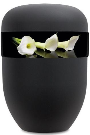 Biourne schwarz mit Motiv Calla