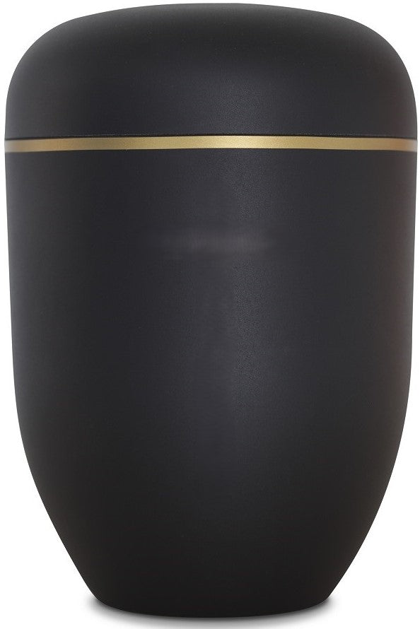 Bio-Urne schwarz mit Goldband